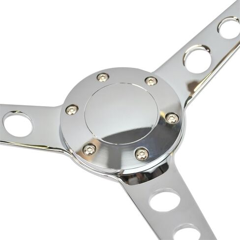 380 mm (15 inches) Wood Steering Wheel-Classic - ABS Wood with Polished Spokes 3 Aluminum Spoke Bracket 6 Bolts,Dish Depth 60MM-Universal Fit in Saudi Arabia