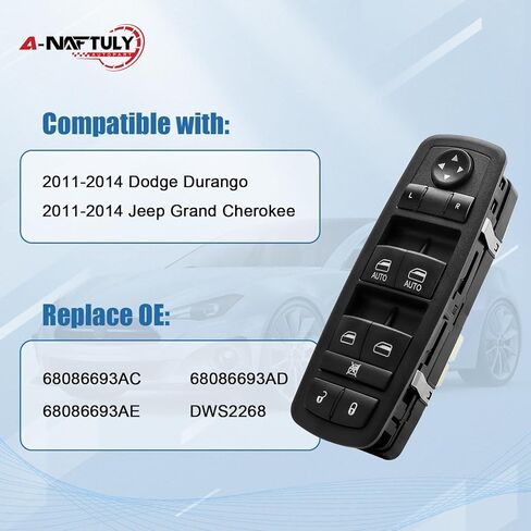 Master Power Window Switch Driver Side 11 Pins Compatible with 2011-2014 Dodge Durango Jeep Grand Cherokee, Front Left Window Control Switch 68086693AC 68086693AD 68086693AE in Kuwait