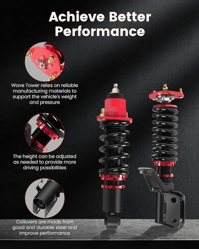 cciyu Coilover Suspension Shock Absorbers Adjustable Coilovers Lowering Kit Fit for 2002 2003 2004 2005 2006 for Acura RSX in Kuwait