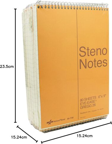 National Brown Board Cover Steno Notebook, Gregg Ruling, Green Eye-Ease Paper, 80 Sheets, 6 x 9.25 x 6 inches, Pack of 12 (36746-12) in Saudi Arabia