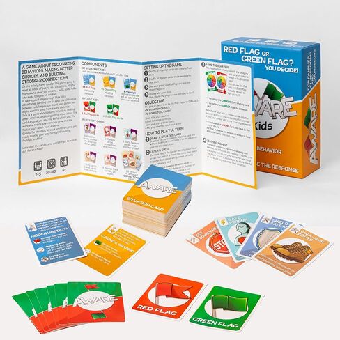 لعبة بطاقات AWARE Kids - تعلم كيفية اكتشاف سلوكيات العلم الأحمر والعلم الأخضر من خلال اللعب | يعلم السلوكيات الصحية مقابل السلوكيات غير الصحية | الأعمار 8-12 | استخدام الأسرة والفصول الدراسية in Kuwait