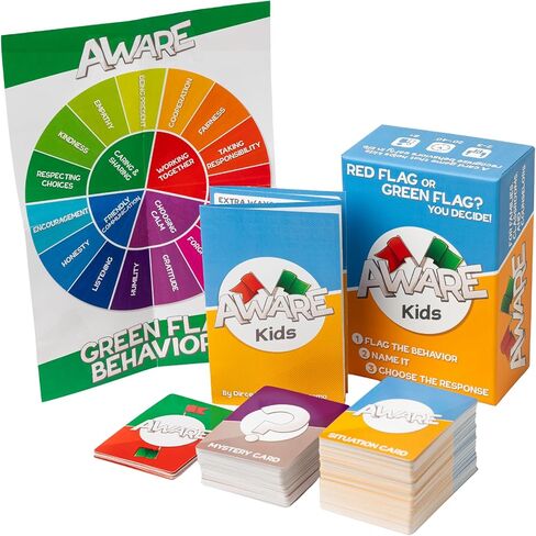 لعبة بطاقات AWARE Kids - تعلم كيفية اكتشاف سلوكيات العلم الأحمر والعلم الأخضر من خلال اللعب | يعلم السلوكيات الصحية مقابل السلوكيات غير الصحية | الأعمار 8-12 | استخدام الأسرة والفصول الدراسية in Kuwait