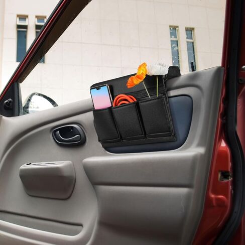 iplusmile Car Window Armrest Storage Box, Leather Vehicle Side Door Pocket Organizer, Comfortable Automotive Arm Elbow Rest Pad Accessories for Phone Keys Card, Universal for Most Cars in Kuwait
