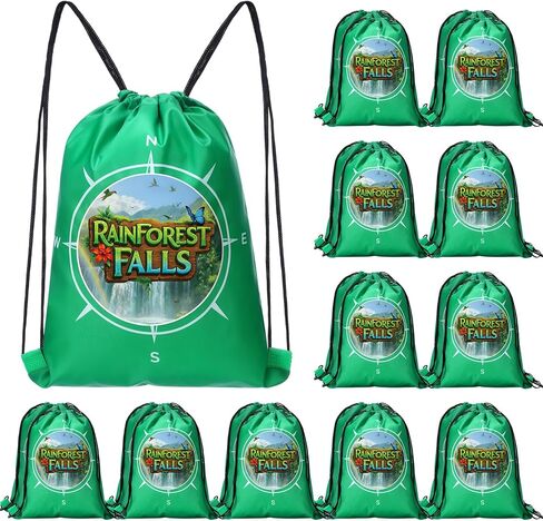 Mindsoft 24 Pcs Rainforest Falls Drawstring Backpack Bulk Vbs Lightweight Durable Drawstring Backpacks 2026 for Gym Vacation Bible School, 9.75 x 11.5 Inches in Kuwait