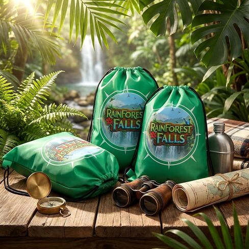 Mindsoft 24 Pcs Rainforest Falls Drawstring Backpack Bulk Vbs Lightweight Durable Drawstring Backpacks 2026 for Gym Vacation Bible School, 9.75 x 11.5 Inches in Kuwait