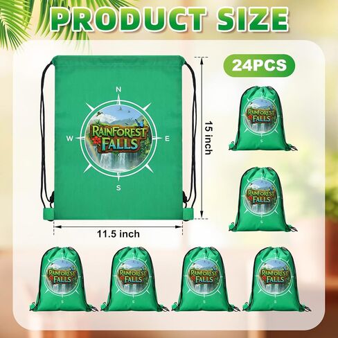 Mindsoft 24 Pcs Rainforest Falls Drawstring Backpack Bulk Vbs Lightweight Durable Drawstring Backpacks 2026 for Gym Vacation Bible School, 9.75 x 11.5 Inches in Kuwait