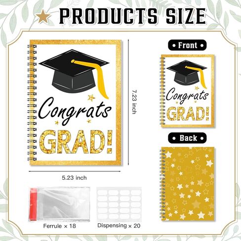 Graduation Gift Card Book 7 x 5 Inch 20 Pages Gift Card Booklet Congrats Grad Organizer Greeting Card College Survival Album Keeper for Graduation Senior Gifts(Gold) in Saudi Arabia