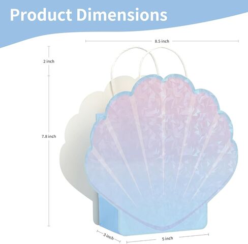 Jopffol 12 Pack Mermaid Party Favor Bags – Seashell Gift Bags for Under the Sea Birthday Decorations, Ocean Theme Goodie Bags, Summer Beach Party Supplies in Kuwait
