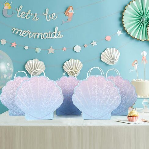 Jopffol 12 Pack Mermaid Party Favor Bags – Seashell Gift Bags for Under the Sea Birthday Decorations, Ocean Theme Goodie Bags, Summer Beach Party Supplies in Kuwait