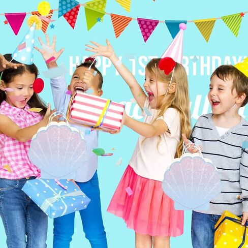 Jopffol 12 Pack Mermaid Party Favor Bags – Seashell Gift Bags for Under the Sea Birthday Decorations, Ocean Theme Goodie Bags, Summer Beach Party Supplies in Kuwait