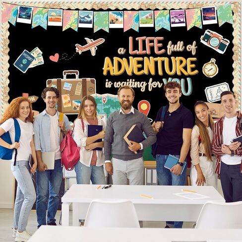 51Pcs Travel Bulletin Board Set Adventure Theme Classroom Decoration Motivational A Life Full of Adventure Paper Cutouts for Back to School Teachers Classroom Library Chalkboard Wall Door Decor in Saudi Arabia