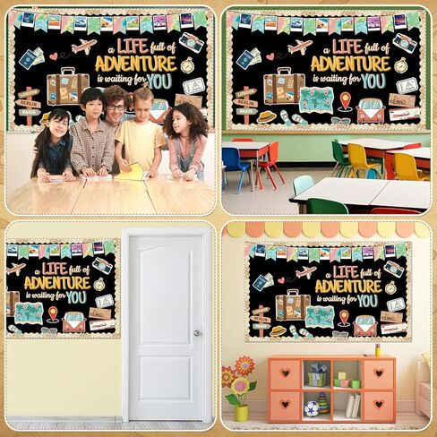 51Pcs Travel Bulletin Board Set Adventure Theme Classroom Decoration Motivational A Life Full of Adventure Paper Cutouts for Back to School Teachers Classroom Library Chalkboard Wall Door Decor in Saudi Arabia