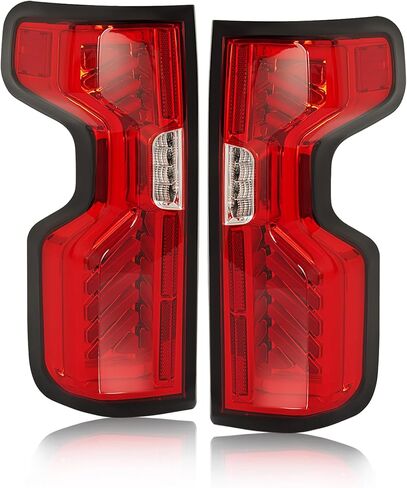 HECASA كامل LED الذيل ضوء متوافق مع 2019-2023 تشيفي شيفروليه سيلفرادو 1500 2500HD 3500HD زوج مصباح الفرامل الخلفي DRL الجانب الأيسر والأيمن عدسة الدخان استبدال الإسكان الأسود لGM2800311 GM2801311 in Saudi Arabia