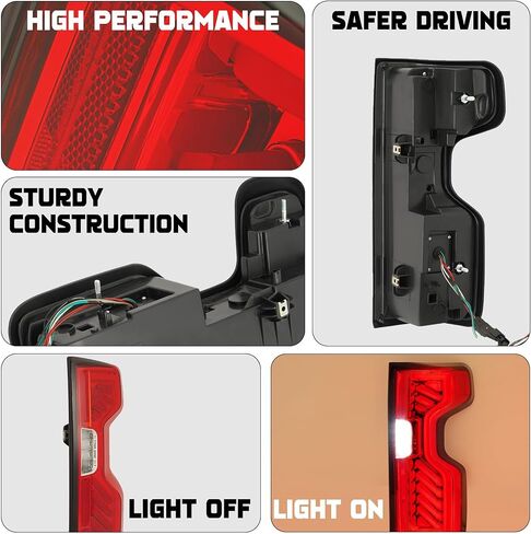HECASA كامل LED الذيل ضوء متوافق مع 2019-2023 تشيفي شيفروليه سيلفرادو 1500 2500HD 3500HD زوج مصباح الفرامل الخلفي DRL الجانب الأيسر والأيمن عدسة الدخان استبدال الإسكان الأسود لGM2800311 GM2801311 in Saudi Arabia