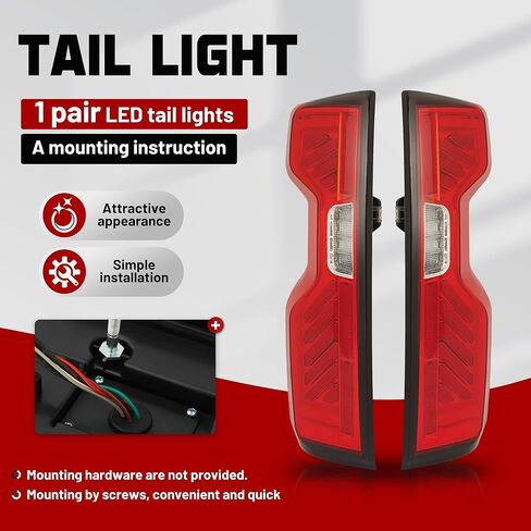 HECASA كامل LED الذيل ضوء متوافق مع 2019-2023 تشيفي شيفروليه سيلفرادو 1500 2500HD 3500HD زوج مصباح الفرامل الخلفي DRL الجانب الأيسر والأيمن عدسة الدخان استبدال الإسكان الأسود لGM2800311 GM2801311 in Saudi Arabia