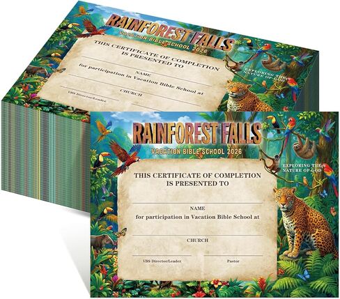 Marspark 100 Pack 2026 VBS Certificate of Completion Award 8.5x11 Inch Illumination-Themed Decoration Religious Graduation Achievement Diploma for Kids Students Vacation Bible School in Kuwait