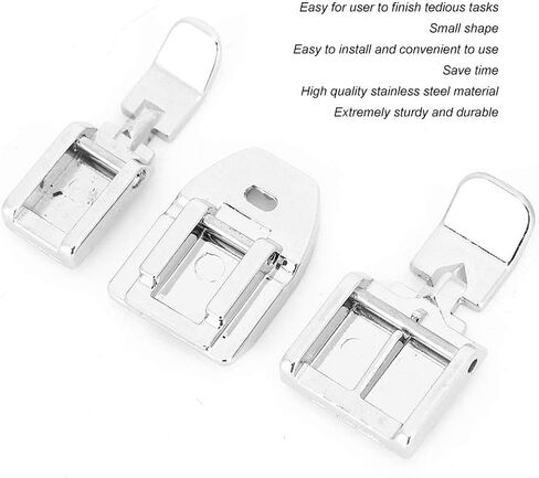 3Pcs Zipper Foot, Stainless Steel Home Sewing Machine Presser Foot, Sewing Accessory with Zipper Function, Ideal for Projects in Kuwait