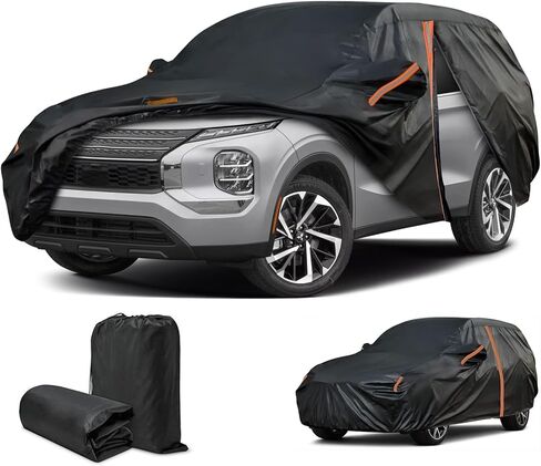 Car Cover for Mitsubishi Outlander, Cover for Outlander, Custom Fit Outlander Cover 2005-2025, Cover Waterproof All Weather with Door Zipper/Reflective Strip, SUV Cover Sun Dust Snow Protection in Kuwait