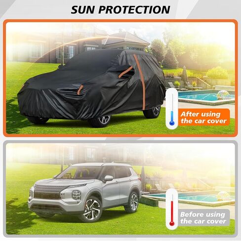 Car Cover for Mitsubishi Outlander, Cover for Outlander, Custom Fit Outlander Cover 2005-2025, Cover Waterproof All Weather with Door Zipper/Reflective Strip, SUV Cover Sun Dust Snow Protection in Kuwait