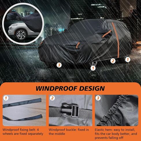 Car Cover for Mitsubishi Outlander, Cover for Outlander, Custom Fit Outlander Cover 2005-2025, Cover Waterproof All Weather with Door Zipper/Reflective Strip, SUV Cover Sun Dust Snow Protection in Kuwait