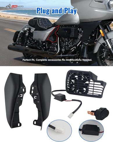 Mid Frame Air Deflector Heat Shields Windshield Deflector with Cool Fan for Harley CVO Road Glide Street Glide 2023-2025,FLHX FLTRX FLTRXSTSE 2024-2025 FLHXU 2025 Accessories in Kuwait