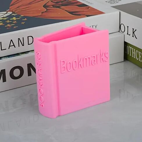 Bookmark Holder Display, Book Reading Accessories, Decorative Box, Decorative Storage Box Book-Shaped Bookmark Storage Case with Open-Top Lid Durable Lightweight Construction (Pink) in Kuwait