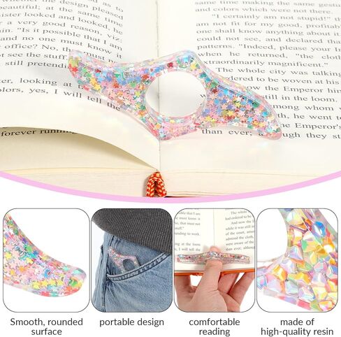 Thumb Book Page Holder, 2 PCS Bookmark Holders Transparent Resin Book Opener Holder Thumb Page Holders Books Reading Accessories for Women Girls Reading-Lovers in Kuwait