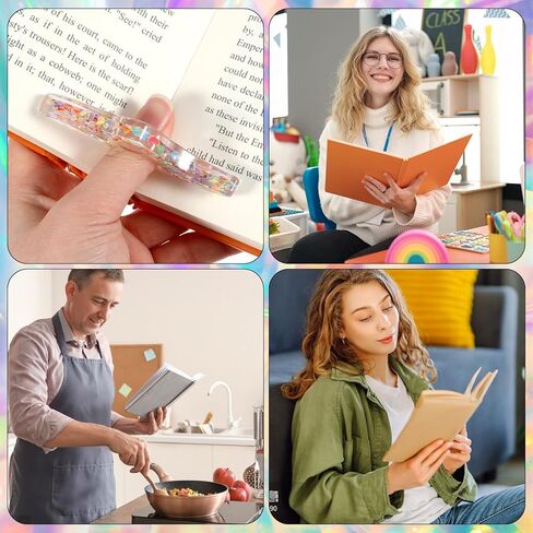 Thumb Book Page Holder, 2 PCS Bookmark Holders Transparent Resin Book Opener Holder Thumb Page Holders Books Reading Accessories for Women Girls Reading-Lovers in Kuwait