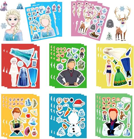 24 Pcs Cute Cartoon DIY Stickers, Mixed & Matched with 8 Designed Characters Sticker for Party Decoration, Gift Idea, Reward, Decor in Kuwait