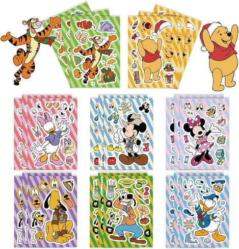 24 Pcs Cute Cartoon DIY Stickers, Mixed & Matched with 8 Designed Characters Sticker for Party Decoration, Gift Idea, Reward, Decor in Kuwait