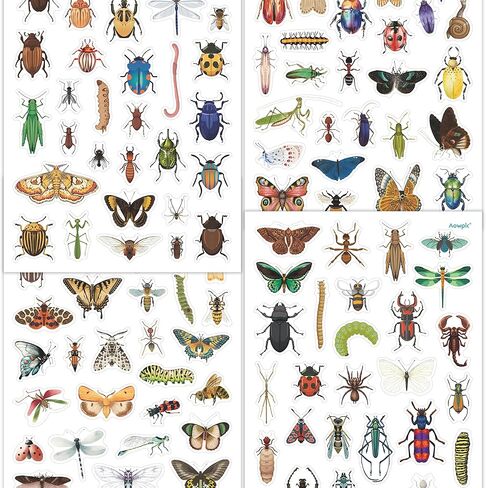 Aowplc Realistic Bug Stickers – 32 Sheets, 976 Pcs Vinyl Insect Stickers for Nature Crafts, Classroom Rewards & Party Favors in Saudi Arabia