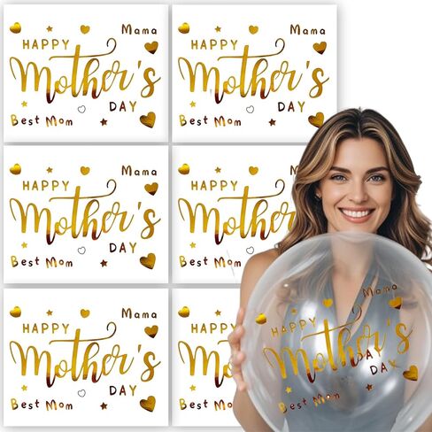 Happy Father's Day Stickers, Bobo Balloons Sticker -6 Pcs Transparent Balloon Decals for Father's Day, Black Dad Sticker for Balloon Decor, Gifts & DIY Party Supplies -Black in Saudi Arabia