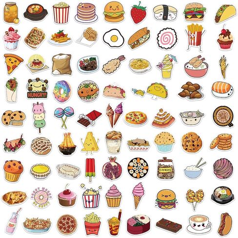 200pcs Food Stickers Set – Cute Food, Snack and Drink Stickers for Kids Boys Girls, Kawaii Waterproof Decal for Water Bottle Laptop Luggage Helmet Skateboard Snowboard Guitar Scrapbook Phone in Saudi Arabia