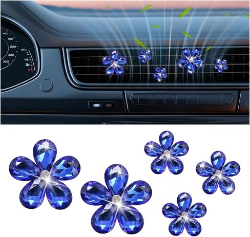 5PCS Bling Flower Car Air Vent Clip, Shiny Crystal Rhinestone Floral Air Conditioning Outlet Clamp, Diamond Auto Interior Vent Decor Clip for Women Girls, Universal for SUV Van Truck (Pink) in Saudi Arabia
