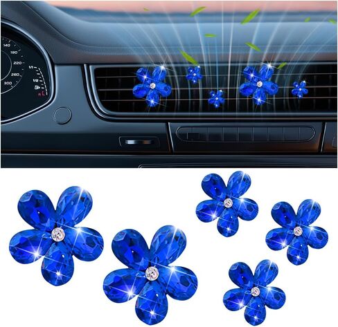5PCS Bling Flower Car Air Vent Clip, Shiny Crystal Rhinestone Floral Air Conditioning Outlet Clamp, Diamond Auto Interior Vent Decor Clip for Women Girls, Universal for SUV Van Truck (Pink) in Saudi Arabia