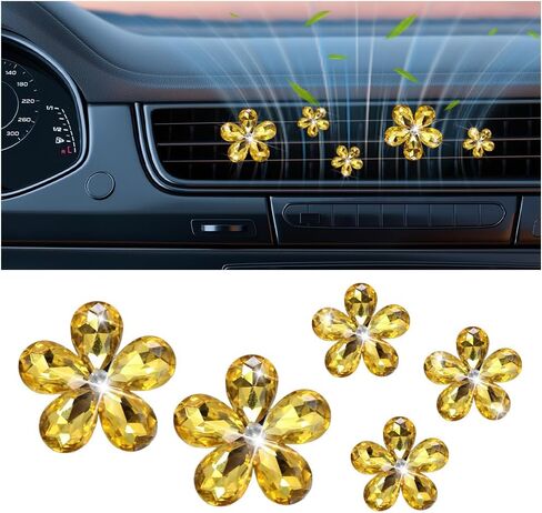 5PCS Bling Flower Car Air Vent Clip, Shiny Crystal Rhinestone Floral Air Conditioning Outlet Clamp, Diamond Auto Interior Vent Decor Clip for Women Girls, Universal for SUV Van Truck (Pink) in Saudi Arabia