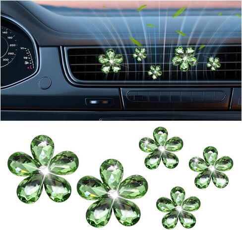 5PCS Bling Flower Car Air Vent Clip, Shiny Crystal Rhinestone Floral Air Conditioning Outlet Clamp, Diamond Auto Interior Vent Decor Clip for Women Girls, Universal for SUV Van Truck (Pink) in Saudi Arabia
