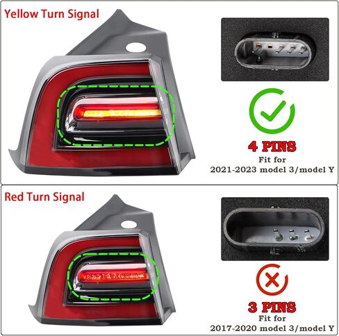 4Pins LH Tail Light Assembly Fit for 2021 2022 2023 Tesla Model 3 Model Y Rear Lamp Left Driver Side With Bulbs USA Type Yellow Signal Light 1502086-00-D in Kuwait