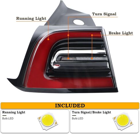 4Pins LH Tail Light Assembly Fit for 2021 2022 2023 Tesla Model 3 Model Y Rear Lamp Left Driver Side With Bulbs USA Type Yellow Signal Light 1502086-00-D in Kuwait