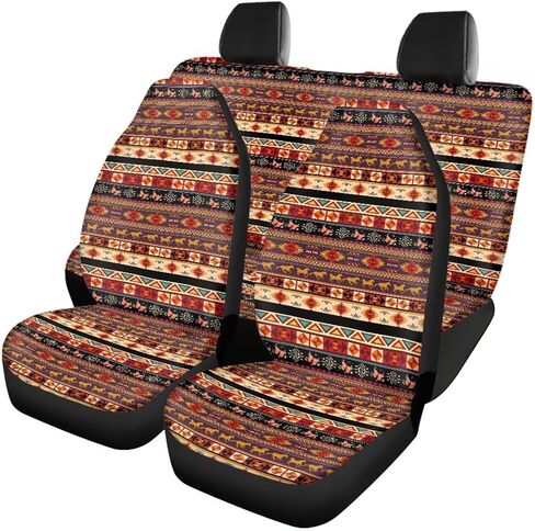 Hawaiian Hibiscus Car Seat Cover 4 Pcs Polynisan Car Seat Cover Full Set Stretchable Auto Front Rear Protector Slipcovers Interior Accessories for Women Men,Navy Blue in Saudi Arabia