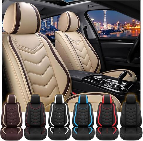 Fit for Mitsubishi Outlander Seat Covers, Waterproof and Wear Resistant Sports Seat Cover, Premium Nappa Leather Car Seat Covers. (Full Set with Pillow/Black) in Kuwait