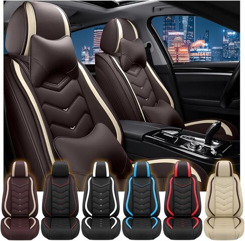 Fit for Mitsubishi Outlander Seat Covers, Waterproof and Wear Resistant Sports Seat Cover, Premium Nappa Leather Car Seat Covers. (Full Set with Pillow/Black) in Kuwait