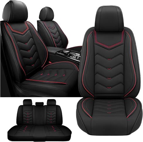 Fit for Mitsubishi Outlander Seat Covers, Waterproof and Wear Resistant Sports Seat Cover, Premium Nappa Leather Car Seat Covers. (Full Set with Pillow/Black) in Kuwait