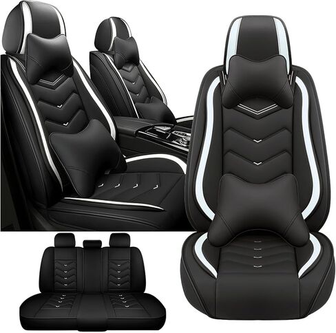 Fit for Mitsubishi Outlander Seat Covers, Waterproof and Wear Resistant Sports Seat Cover, Premium Nappa Leather Car Seat Covers. (Full Set with Pillow/Black) in Kuwait
