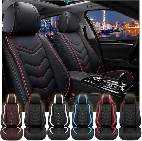 Fit for Mitsubishi Outlander Seat Covers, Waterproof and Wear Resistant Sports Seat Cover, Premium Nappa Leather Car Seat Covers. (Full Set with Pillow/Black) in Kuwait