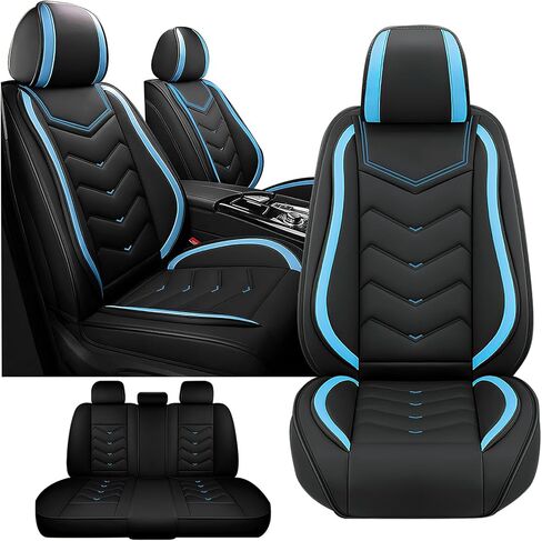 Fit for Mitsubishi Outlander Seat Covers, Waterproof and Wear Resistant Sports Seat Cover, Premium Nappa Leather Car Seat Covers. (Full Set with Pillow/Black) in Kuwait