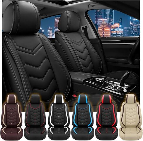 Fit for Mitsubishi Outlander Seat Covers, Waterproof and Wear Resistant Sports Seat Cover, Premium Nappa Leather Car Seat Covers. (Full Set with Pillow/Black) in Kuwait