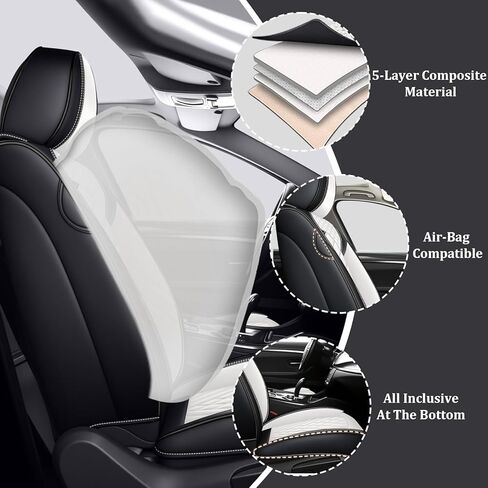 Car Seat Covers Front Seats for BMW Z4 2003-2026, Anti-Slip Full Coverage Car Seat Covers, Waterproof Nappa Leather Car Seat Cover Sets(2 Seats/Black White) in Saudi Arabia