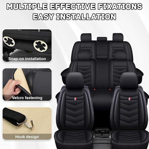 Car Seat Covers 7 Seats for KIA Sorento 2009-2026,Premium Nappa Leather Waterproof Durable Seat Covers,Compatible Airbag Easy Install Clean Full Sets(Standard,Black) in Kuwait