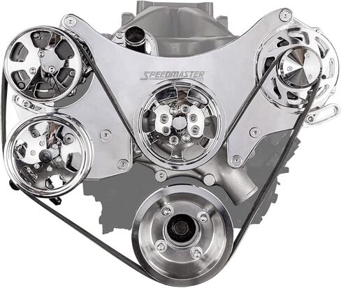 Speedmaster 1-673-003-01 متوافق مع Ford SB 289 302 351w مجموعة نظام محرك الحزام الكامل من الألومنيوم [مصقول] in Kuwait
